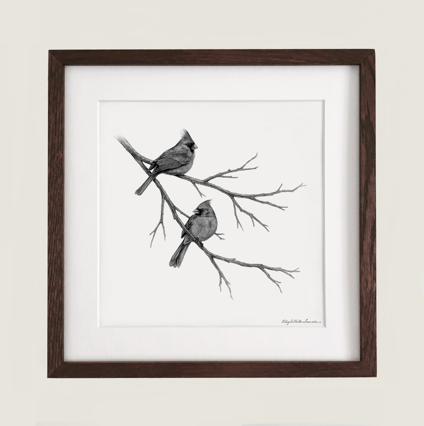Northern Cardinals | Framed Original Drawing